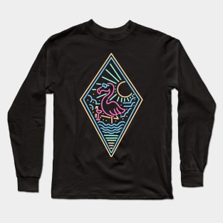 neon flamingo monoline Long Sleeve T-Shirt